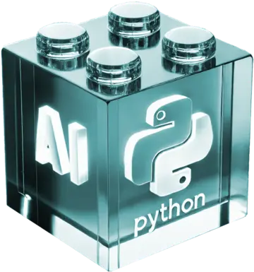 A translucent code brick fusing AI and Python